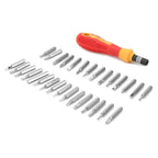 Side view of the BoltForce electronics repair tool kit, neatly organized in its case.