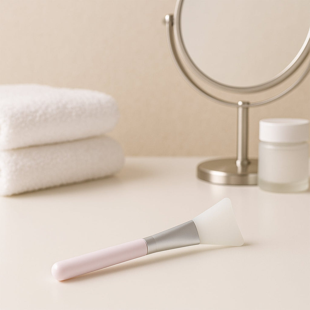 Flat silicone brush designed for applying facial masks smoothly