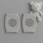 Cozy light grey wool leg warmers with thickened sponge knee pads for kids