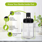 Silicone grip oil dispenser bottle with built-in brush for controlled basting