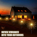 Festive outdoor landscape lighting with solar firework LED lights