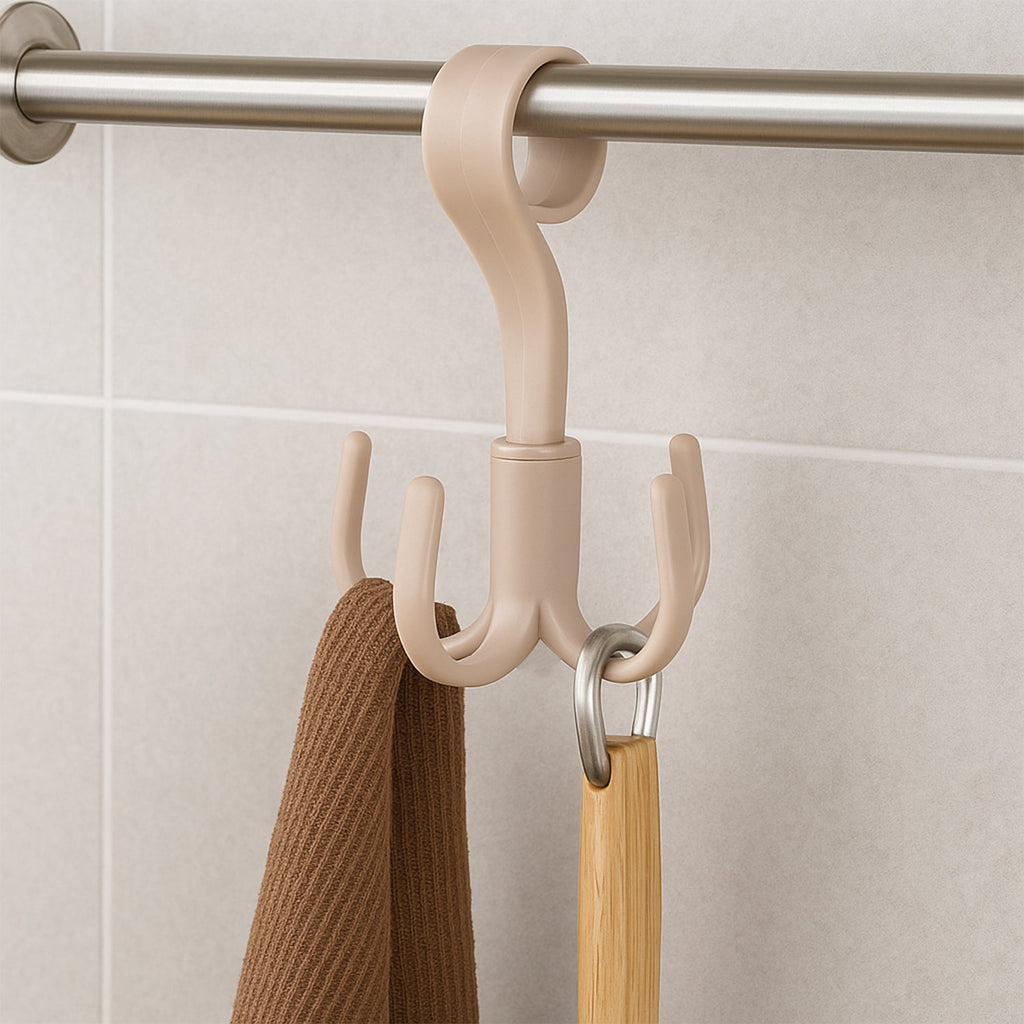 Space-saving rotating hook hanger ideal for compact storage areas