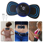Portable neck massager demonstrating its small size next to a hand.