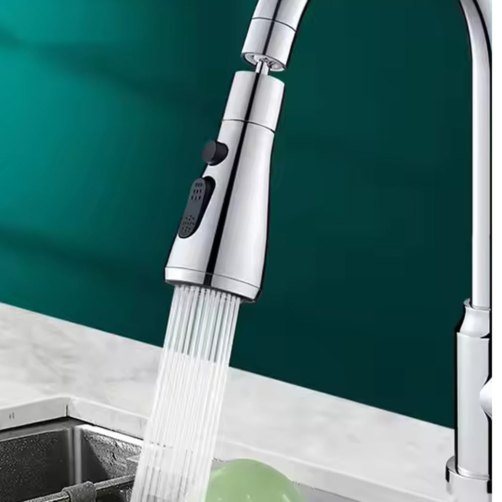 Detailed view of the brass and ABS construction of the kitchen faucet sprayer.