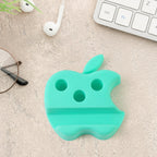 Bright apple-shaped desk organizer with phone holder and pen storage