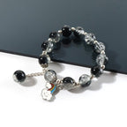 Elegant lightweight crystal and black bead bracelet for women
