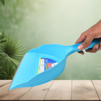 Top-down view of the high-quality plastic dustpan, highlighting its robust construction.