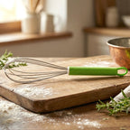 Front view handheld kitchen whisk for smooth batter mixing