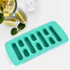 Hand holding the flexible ice tray, demonstrating easy release of perfectly formed ice cubes.