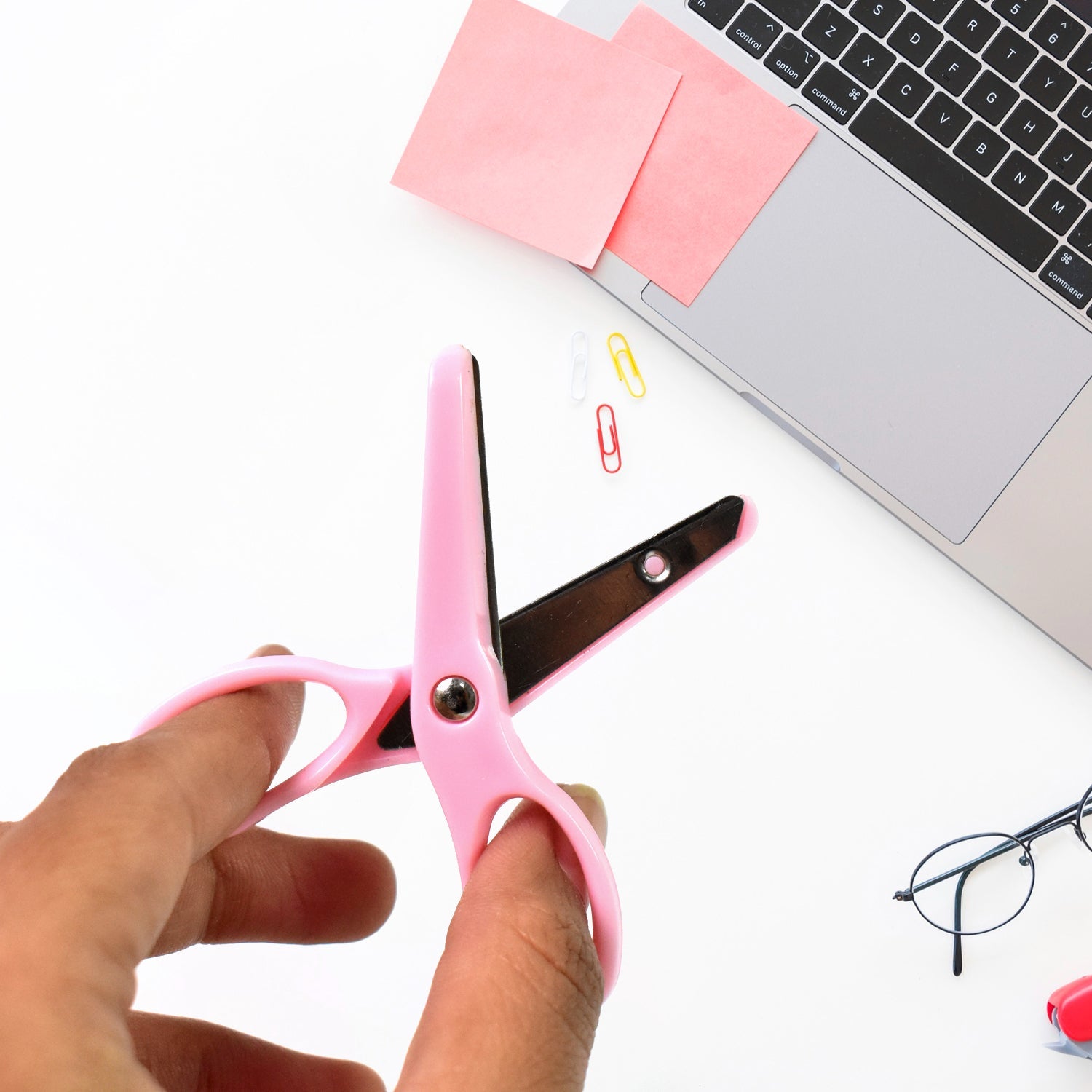 The mini office stationery set laid out, highlighting its convenient size and essential tools.