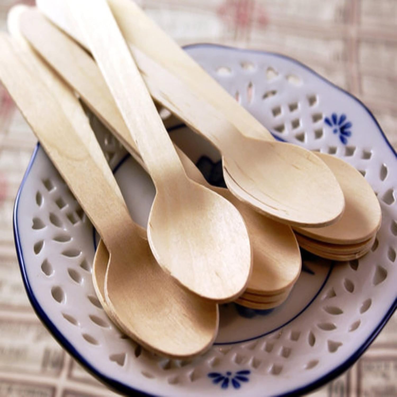 Natural wooden spoon 110mm for tasting and serving desserts
