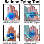 Essential balloon accessory, the tying tool, makes event preparations smoother and faster.