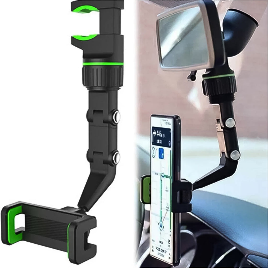 Primary view of the versatile car rear view mobile holder, ready for installation.