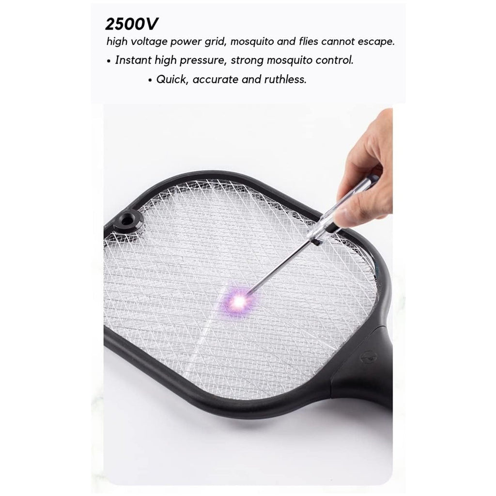 Close-up of the mosquito zapper racket's electric grid.