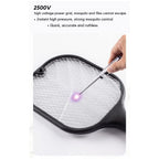 Close-up of the mosquito zapper racket's electric grid.