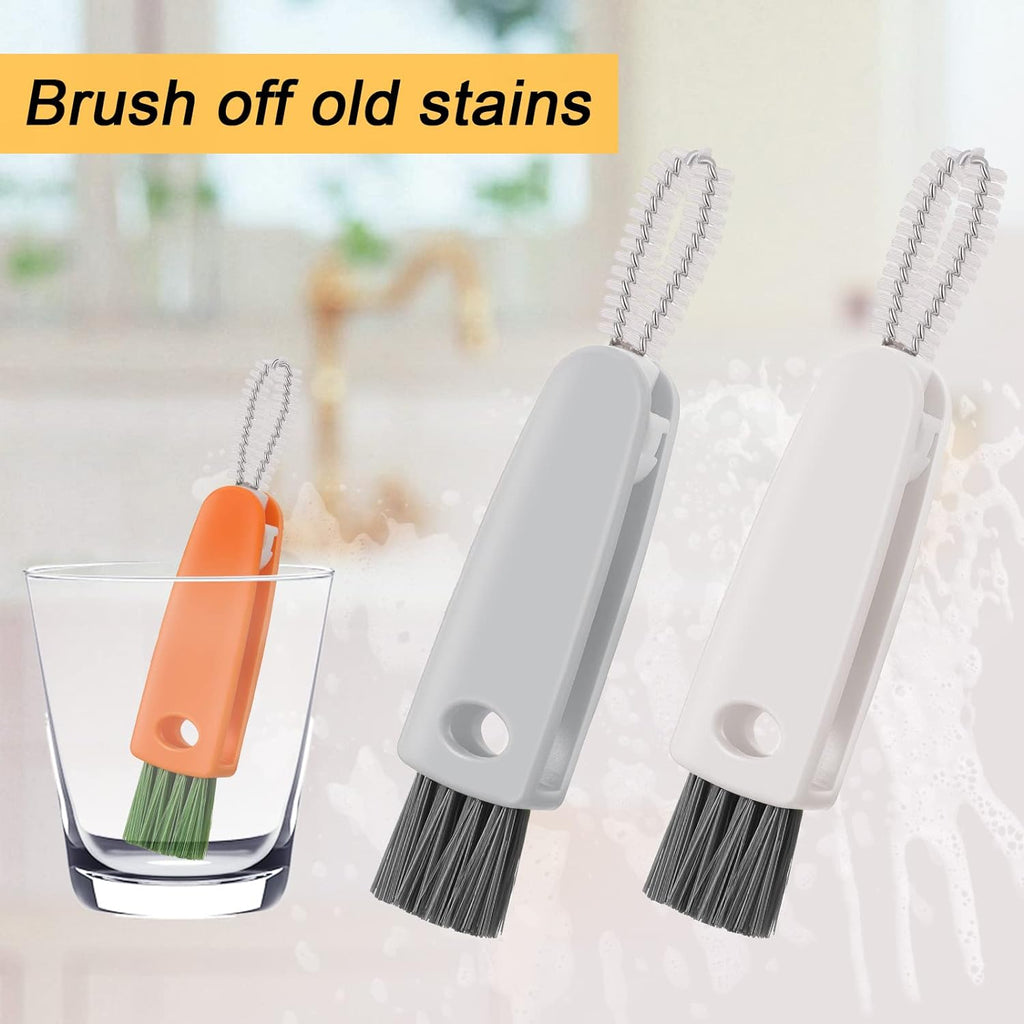 Compact 3-in-1 cleaning brush folded for easy storage and portability.