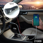 USB car charger adapter plugged into cigarette lighter socket for mobile charging