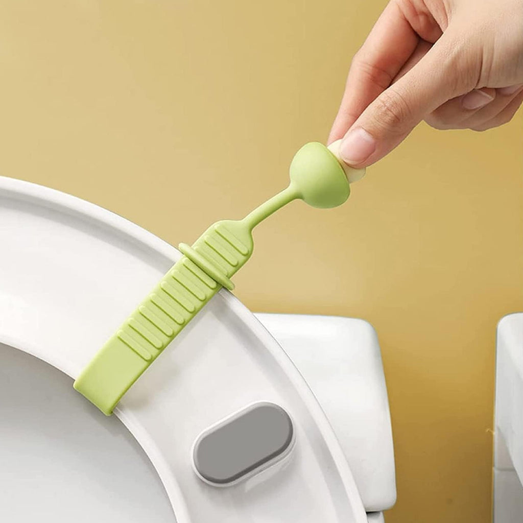 Hygienic silicone toilet seat lifter with a non-slip mushroom grip.