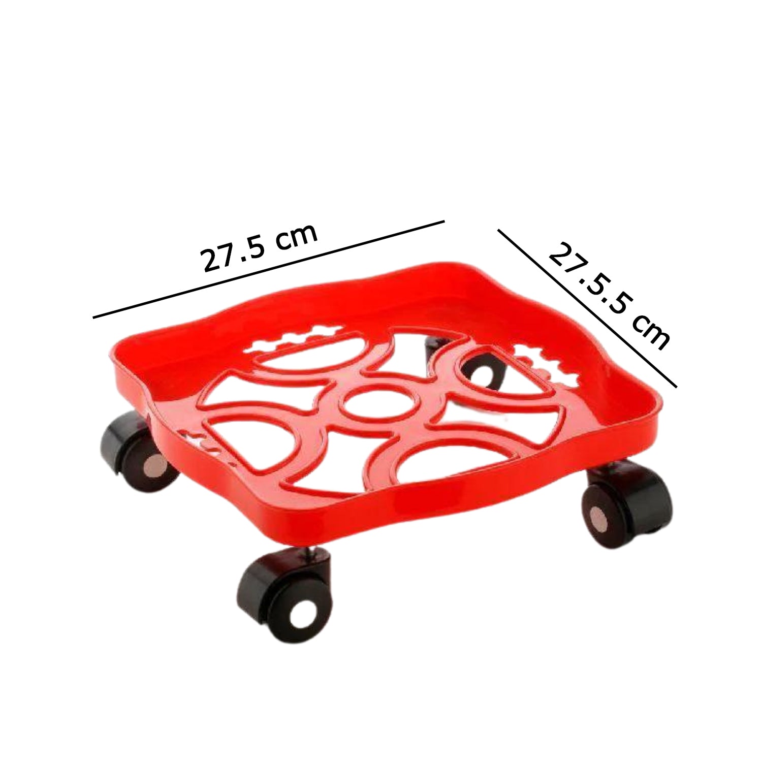 Hand gently guiding the square gas cylinder trolley across the floor.