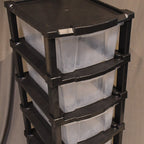 Crystal clear stackable plastic storage cabinet with multiple drawers
