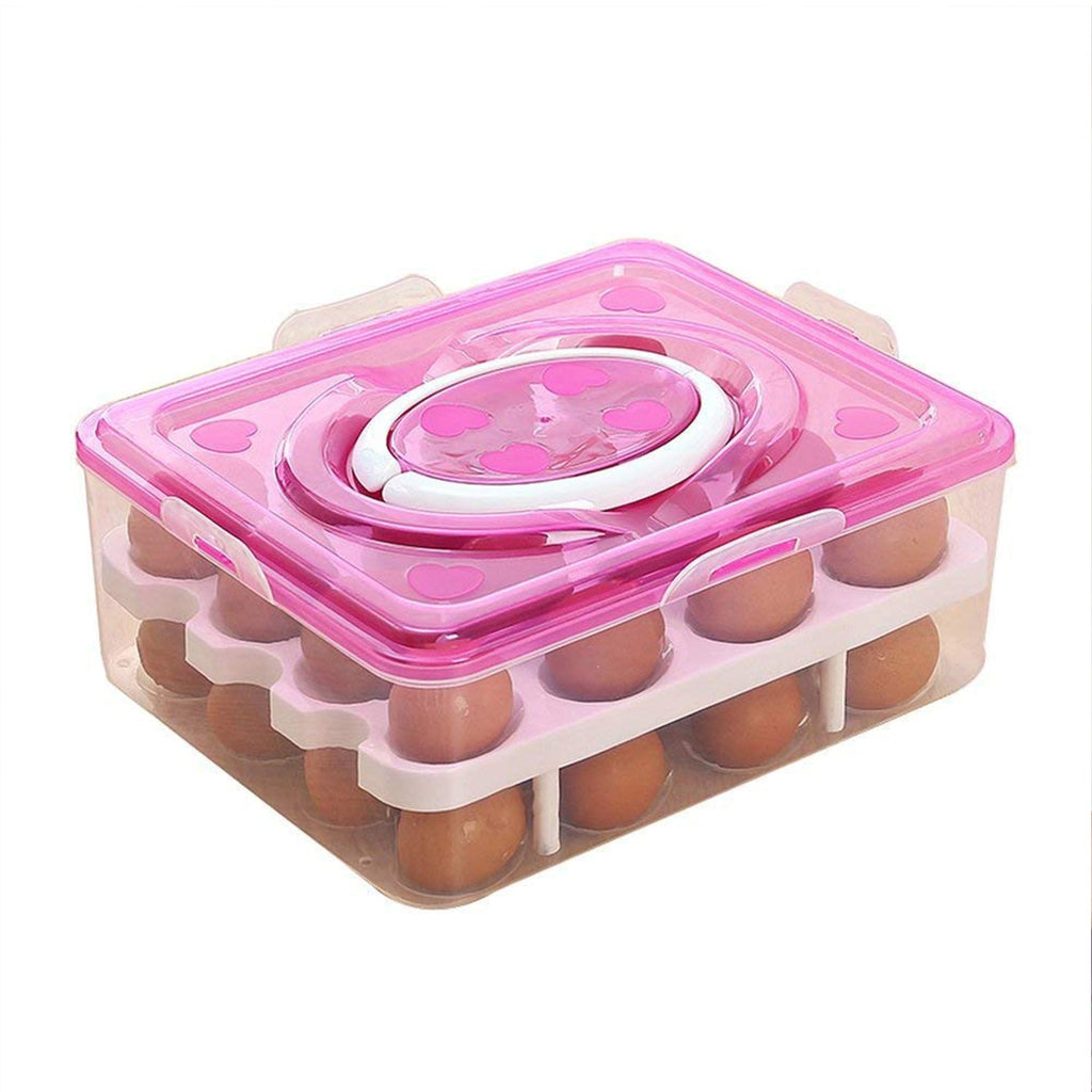 Egg tray filled with 32 eggs demonstrating full egg storage capacity