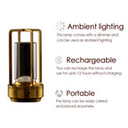 Rechargeable LED Crystal Table Lamp providing ambient light on a bedside table.