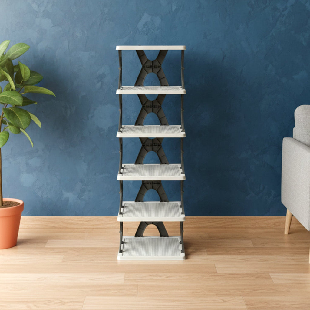 Stackable 6 layer shoe rack for daily footwear organization