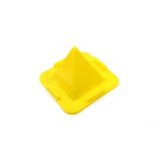 Top-down view of the compact pyramid mobile stand, highlighting its four-sided design.