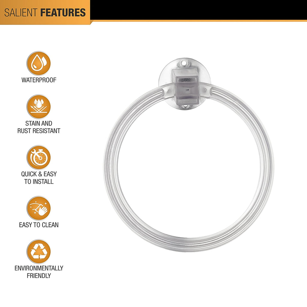 Diagram illustrating the simple two-hole installation process for the ABS towel ring with screws.