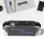 Close-up of the M12 Max Wireless Earbuds, highlighting their intuitive touch controls.