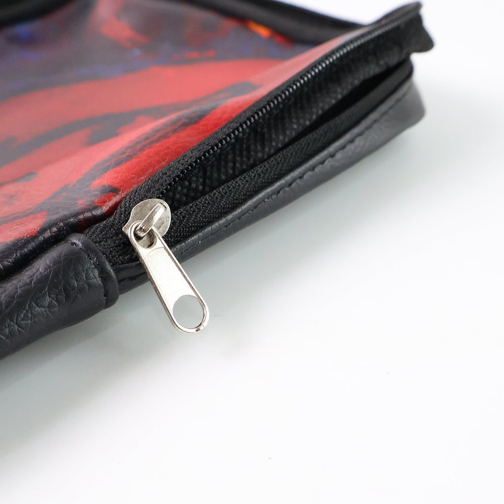 Ethnic pattern printed multipurpose zipper pouch made of faux leather