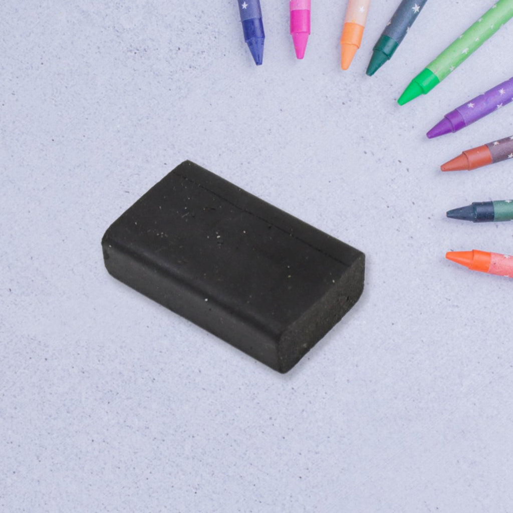 Detailed view of a colorful eraser for students.