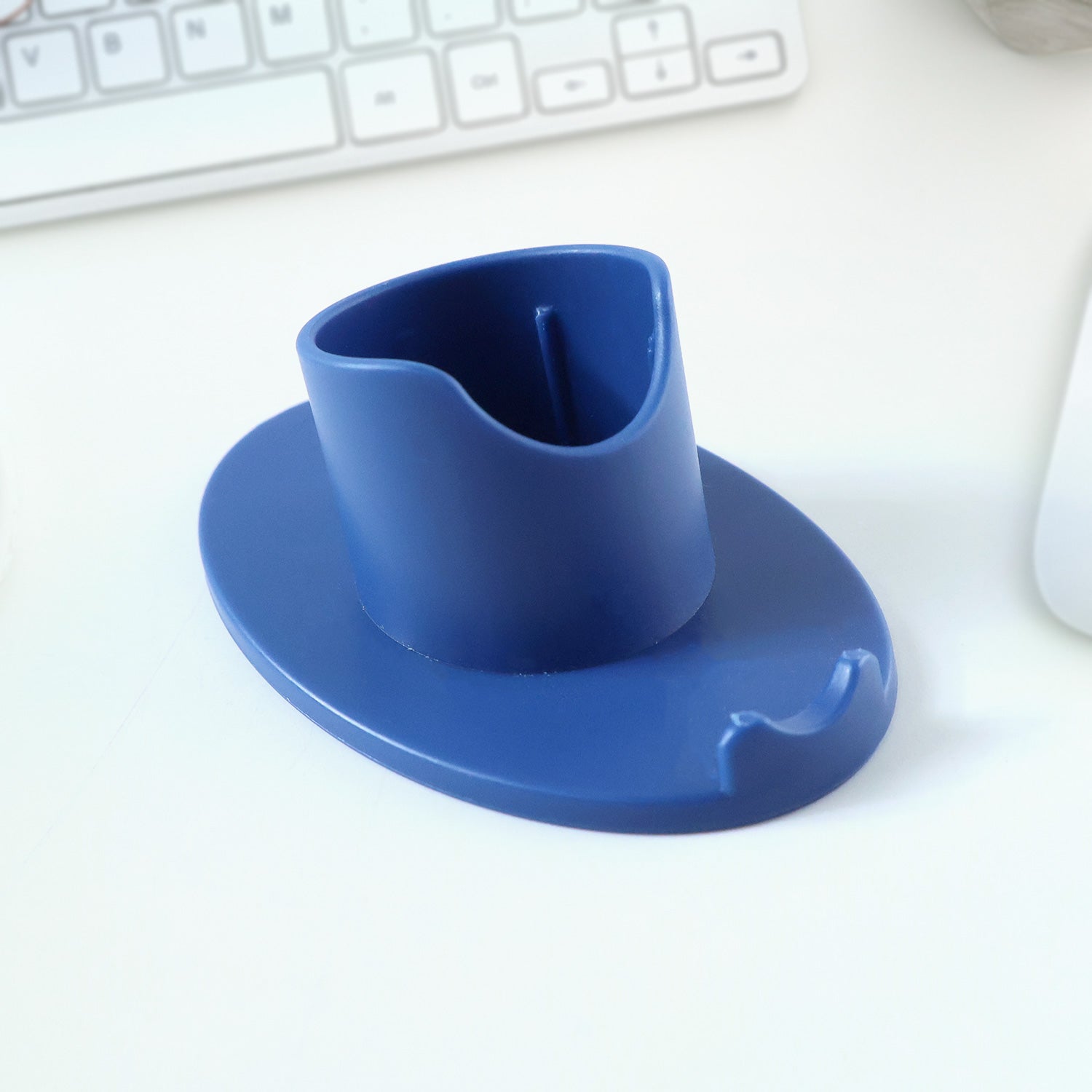 Alternative angle view of rechargeable mini handheld fan with stand