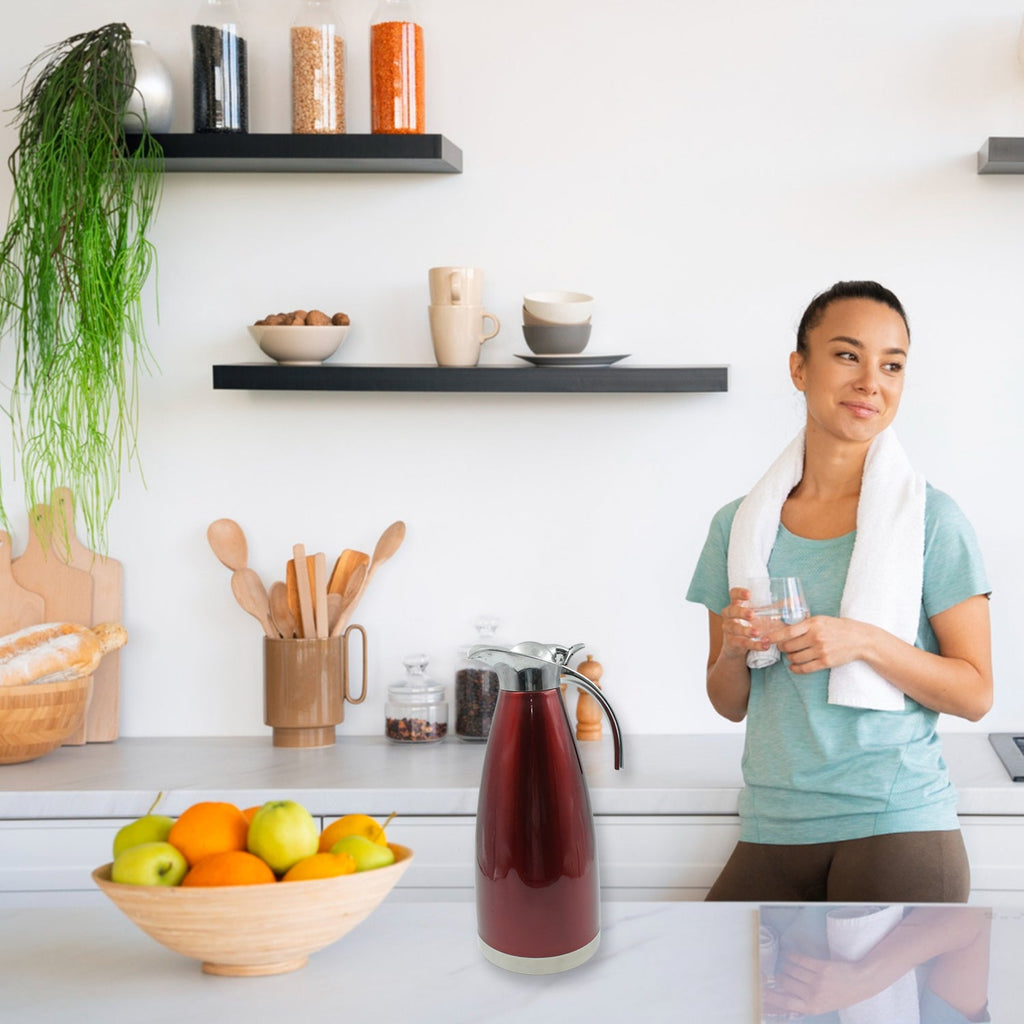 Stylish 2-liter vacuum insulated jug, perfect for home or office use.