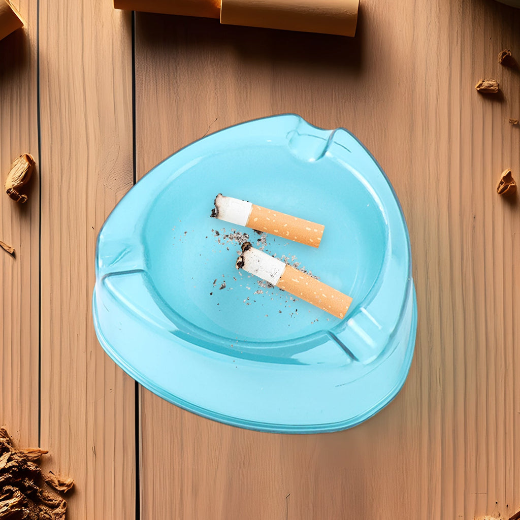 Heavy-duty turquoise blue plastic ashtray with durable build