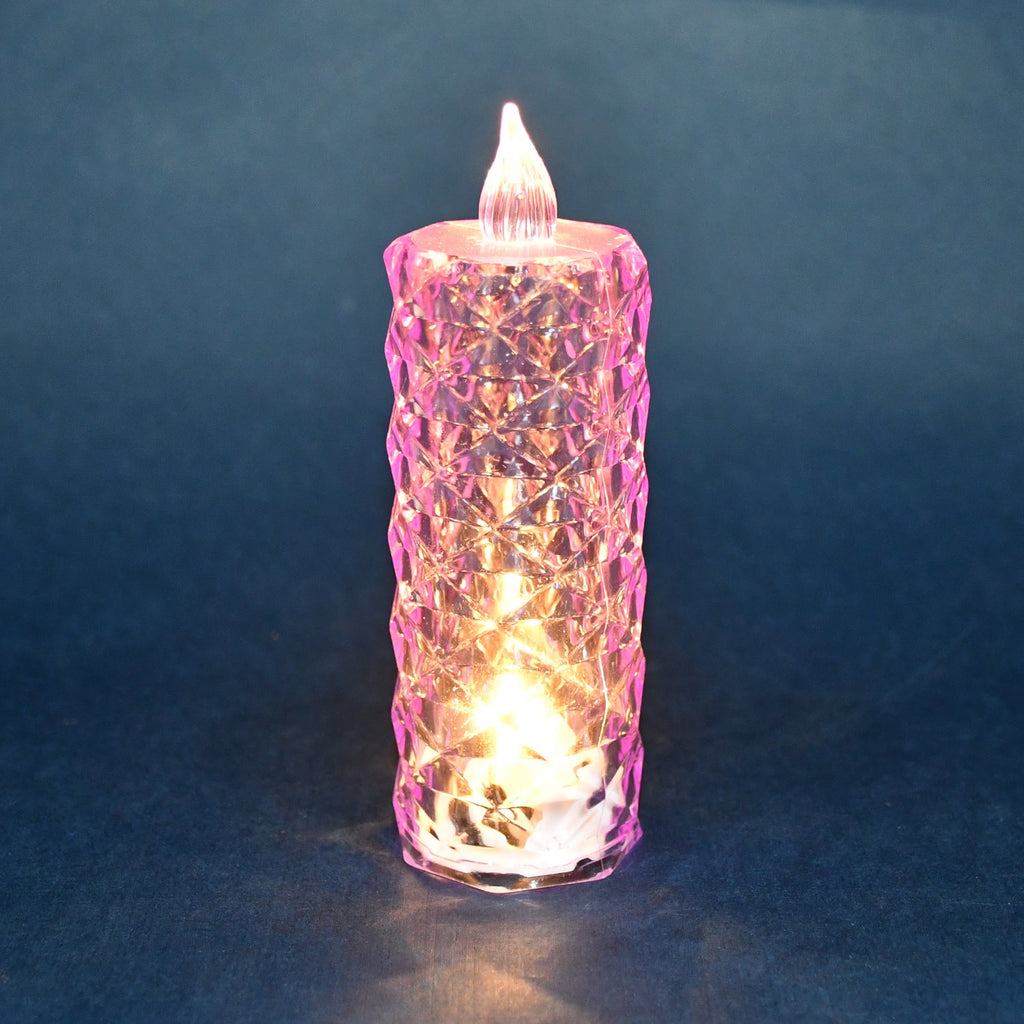 Purple LED crystal candlelight with sparkling swirl effect for festive use