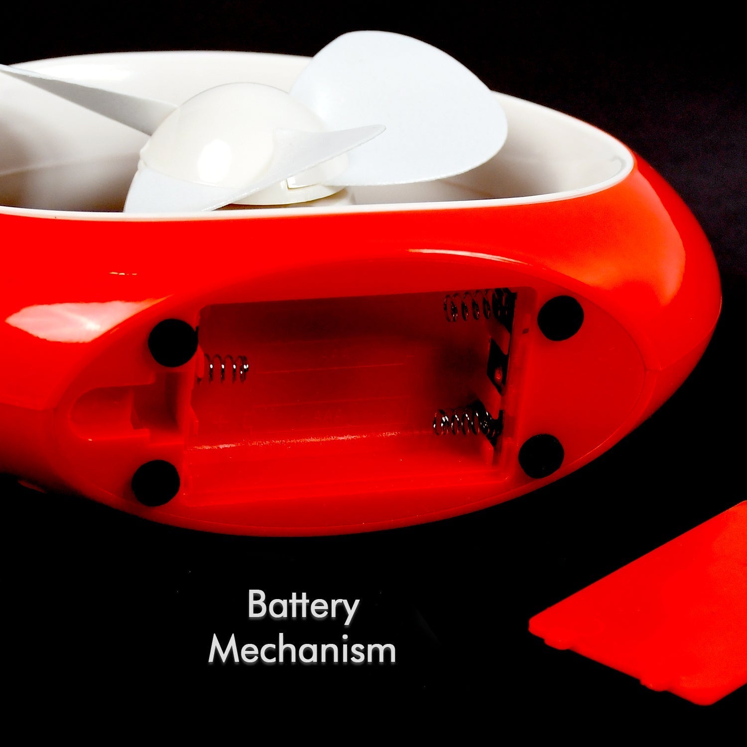 Angled view of the vibrant red Mini Cooling USB Fan for personal comfort.