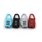The compact 3-digit travel lock displayed next to a travel bag.