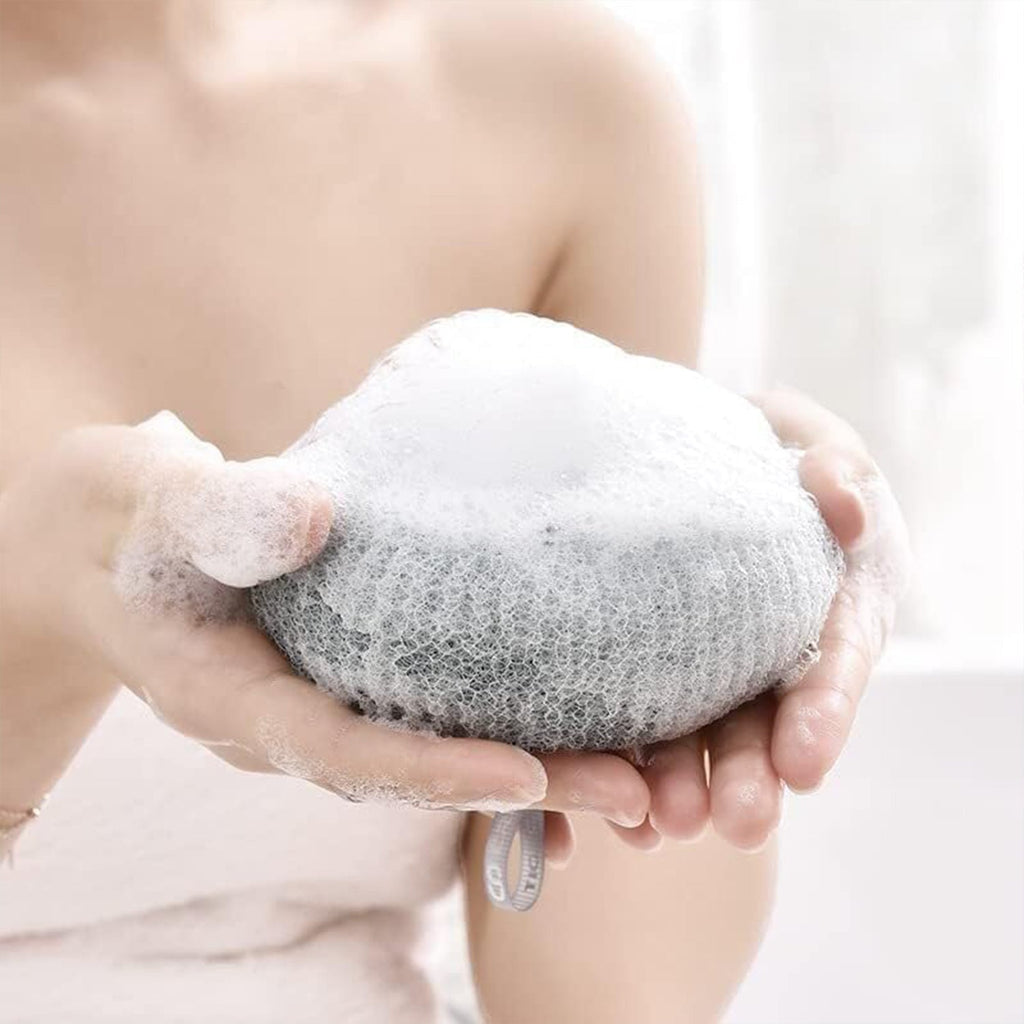 Detailed view of the super soft texture of the flower bath sponge.