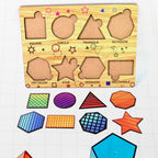 Close-up of the Wooden Triangle Puzzle demonstrating shape matching and fine motor skills.