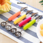 Overview of a versatile fruit carving tool kit including various blades and scoopers.