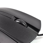 Side profile of the Compshop X2 Wired Optical Mouse, emphasizing its contoured shape.