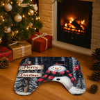 Quick-dry microfiber bath mat with vibrant Christmas snowman print