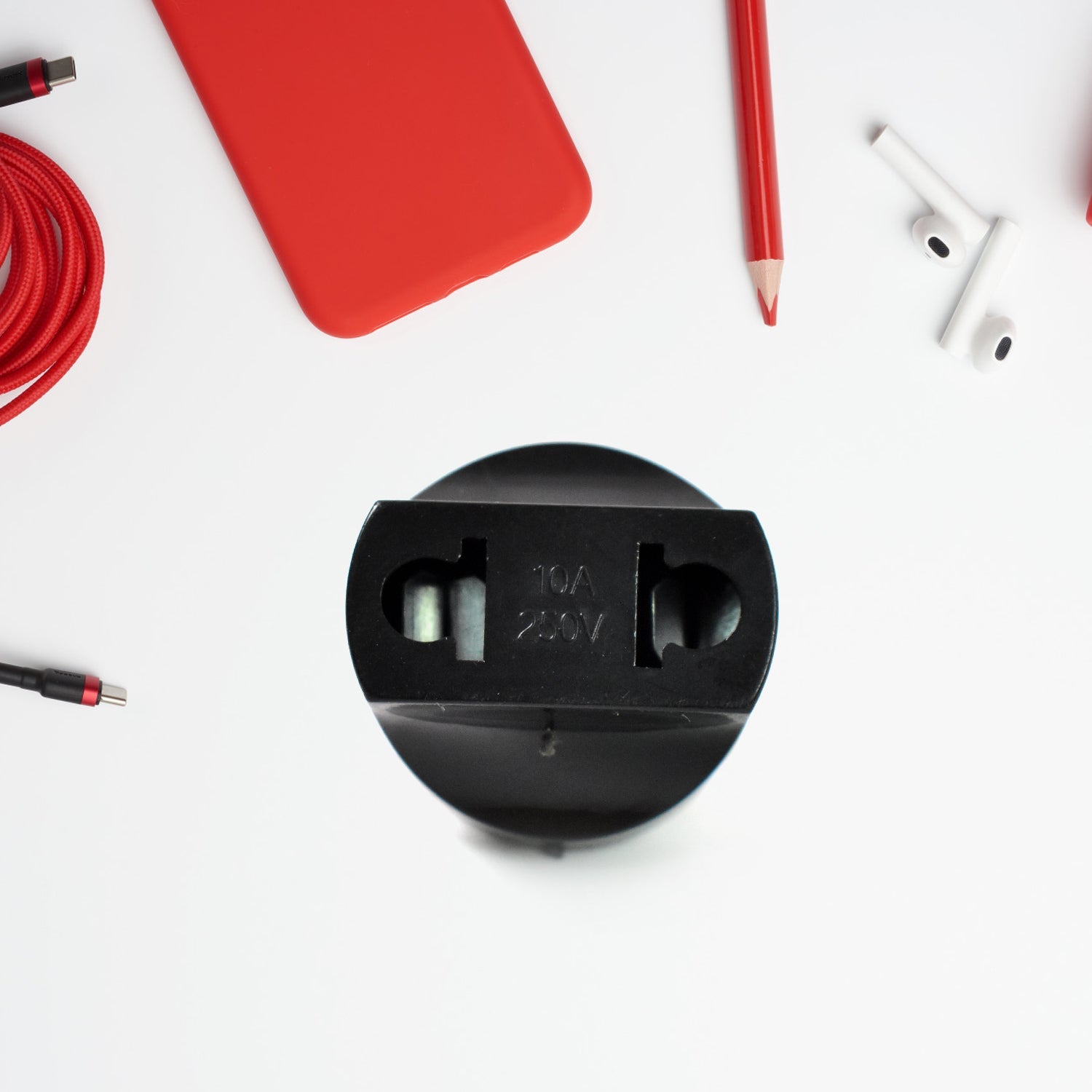 Black 2 Pin Plug Adapter ready for use in Indian electrical outlets
