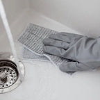 The double-sided microfiber scrubber cloth ready for efficient cleaning tasks.