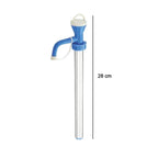 User demonstrating the manual hand pump for kitchen oil, showing its utility.