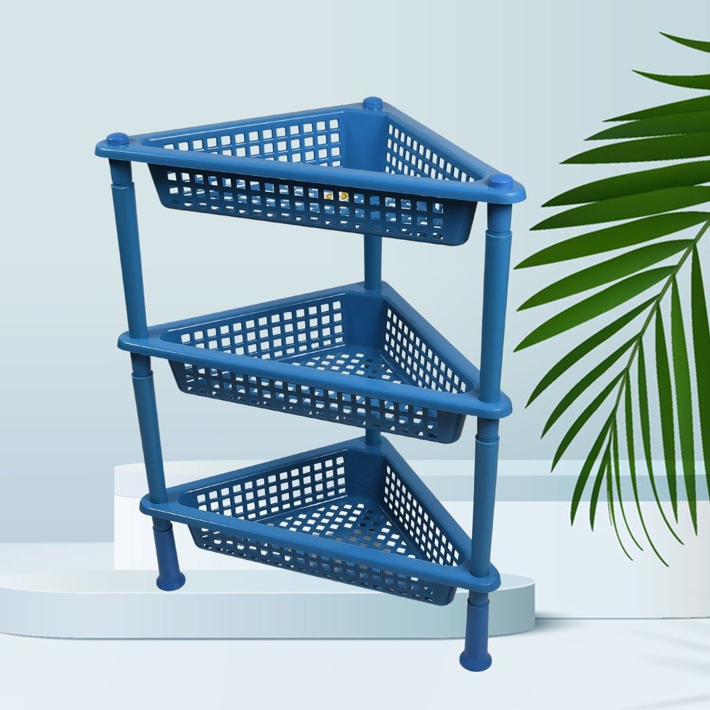 The versatile 3-tier storage rack neatly organising items in a kitchen.
