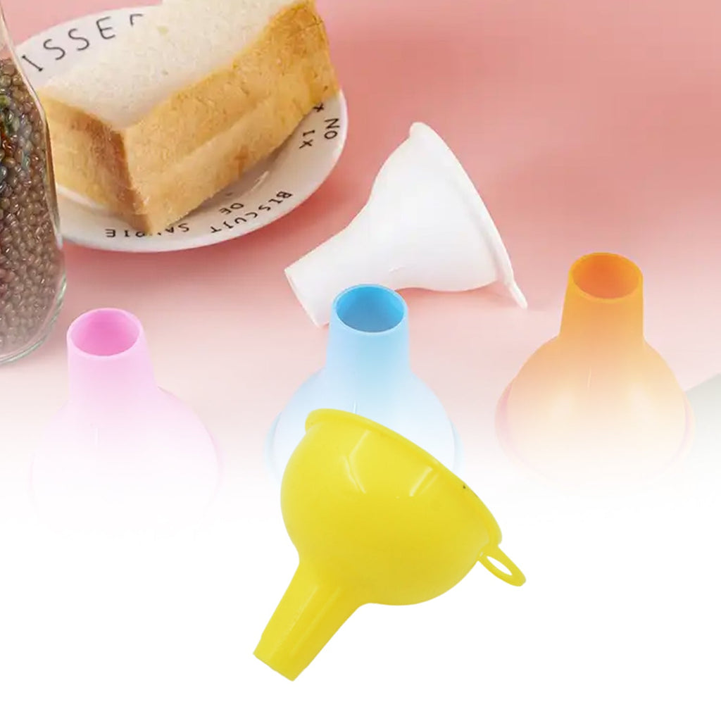 Red food-grade silicone funnel featuring a narrow spout for accurate pouring.