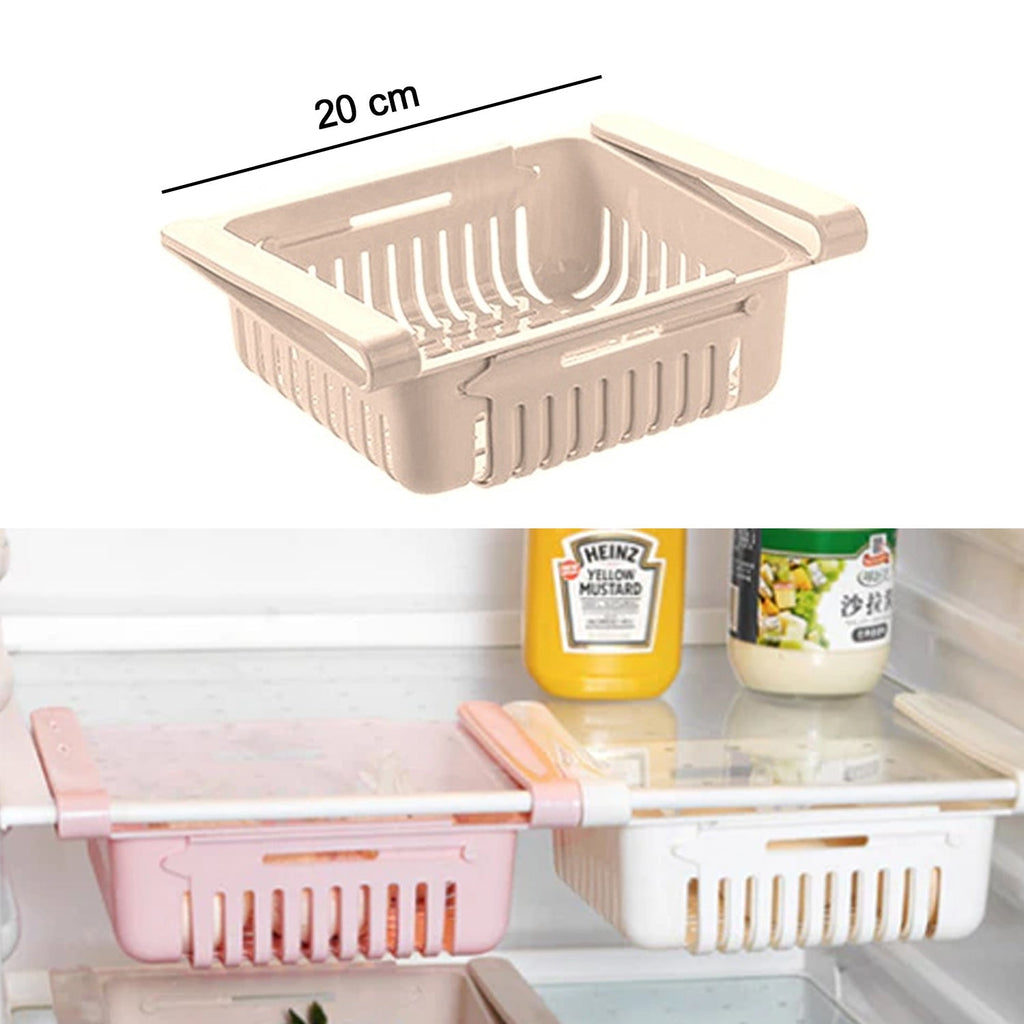 Versatile fridge baskets displaying their easy-glide mechanism for convenience.