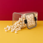 Side view of transparent 1700 ML airtight plastic food storage container